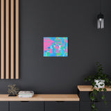 Neon Splash Abstract Canvas Print – Bright Pink & Aqua Modern Wall Art