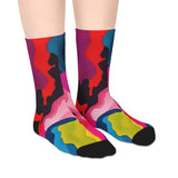 Colorful Abstract Mid-Length Socks — Vibrant Camouflage Pattern