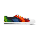 Low Top Sneakers — Vibrant Rainbow Wave Women's Canvas Shoes