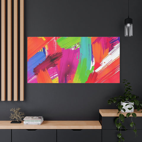 Abstract Rainbow Brushstrokes Matte Canvas Wall Art — Vibrant Stretched 1.25"