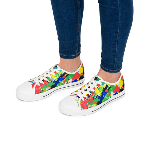 Women’s Low Top Sneakers — Colorful Paint Splat Design