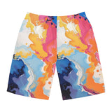 Abstract Color Splash Board Shorts — Vibrant Marble AOP Men's Swim Trunks