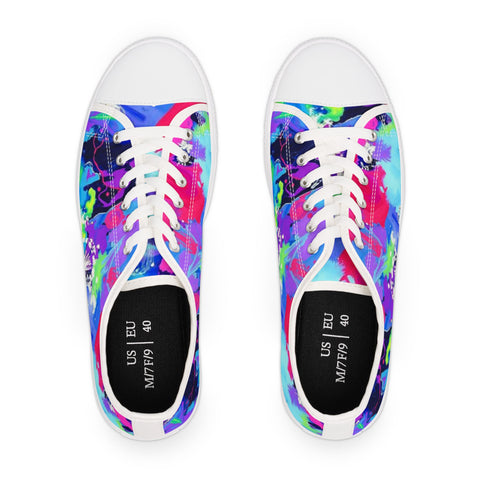 Women's Low Top Sneakers — Colorful Tie-Dye Splash Canvas Sneakers