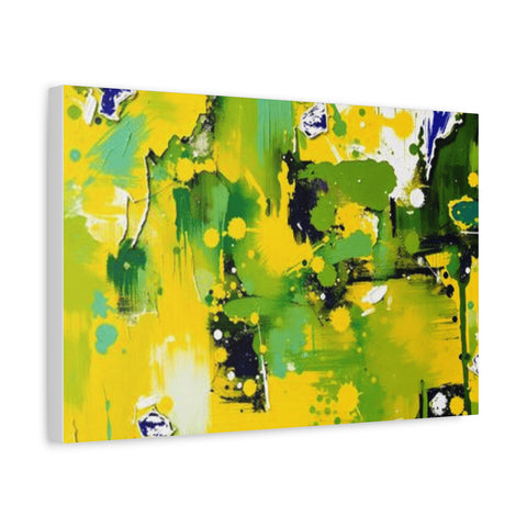 Abstract Green & Yellow Matte Canvas Print – Vibrant Modern Wall Art