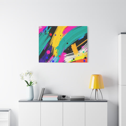 Abstract Neon Brushstroke Canvas Print — Colorful Modern Wall Art
