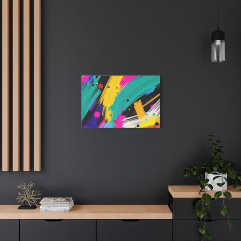 Abstract Neon Brushstroke Canvas Print — Colorful Modern Wall Art