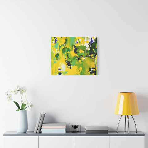 Abstract Green & Yellow Matte Canvas Print – Vibrant Modern Wall Art