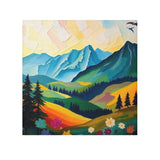 Mountain Meadow Face Towel — Colorful Scenic Nature Hand Towel