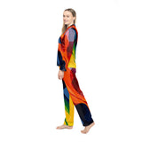 Women's Satin Pajama Set — Colorful Abstract Wave Print Sleepwear