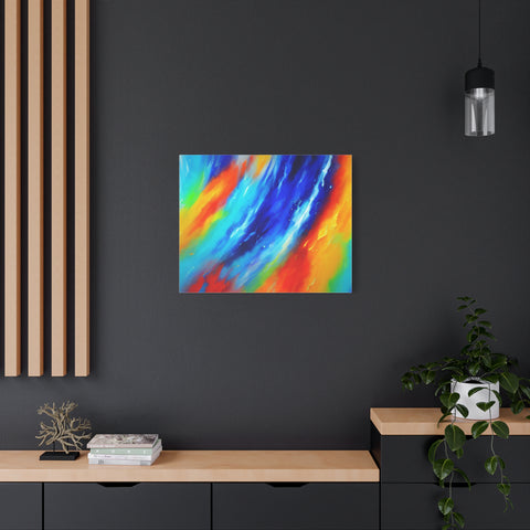 Abstract Rainbow Wave Matte Canvas Print — Vibrant Stretched Wall Art