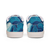 Men's Low-Top Sneakers — Blue Marble Swirl Leather Design