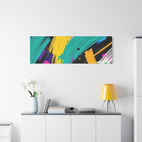 Abstract Neon Brushstroke Canvas Print — Colorful Modern Wall Art