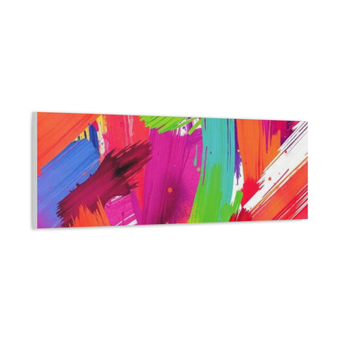 Abstract Rainbow Brushstrokes Matte Canvas Wall Art — Vibrant Stretched 1.25"