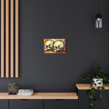 Skull Art Canvas Print – Colorful Graffiti Double Skulls Matte Stretched Wall Art