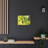 Abstract Green & Yellow Matte Canvas Print – Vibrant Modern Wall Art