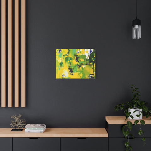 Abstract Green & Yellow Matte Canvas Print – Vibrant Modern Wall Art