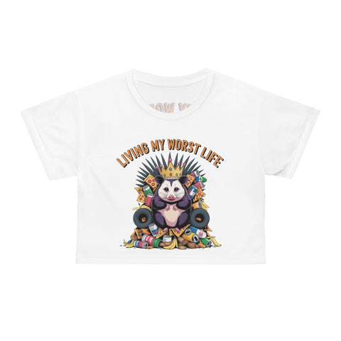 Living My Worst Life Crop Tee — Funny Panda Throne Graphic