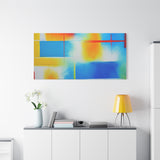 Abstract Color Field Matte Canvas Print — Vibrant Blue, Yellow & Red Stretched Wall Art
