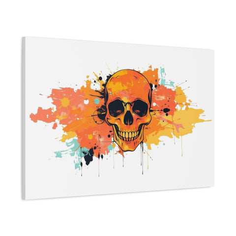 Skull Art Canvas Print – Vibrant Paint-Splash Skull Wall Decor