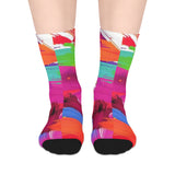 Abstract Neon Brushstroke Mid-Length Socks — Colorful Artistic Crew Socks