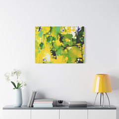 Abstract Green & Yellow Matte Canvas Print – Vibrant Modern Wall Art
