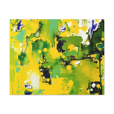Abstract Green & Yellow Matte Canvas Print – Vibrant Modern Wall Art