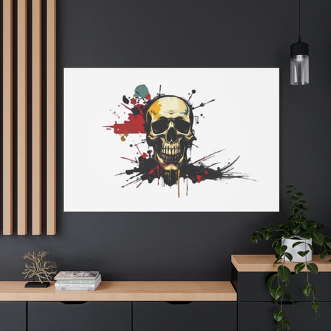 Skull Splash Art Canvas — Grunge Skull Wall Decor, Edgy Gothic Home Accent