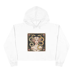 Art Nouveau Medusa Crop Hoodie — Vintage Goddess Graphic