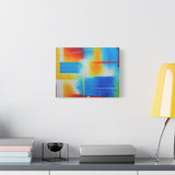 Abstract Color Field Matte Canvas Print — Vibrant Blue, Yellow & Red Stretched Wall Art