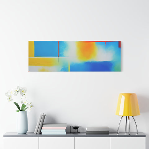 Abstract Color Field Matte Canvas Print — Vibrant Blue, Yellow & Red Stretched Wall Art
