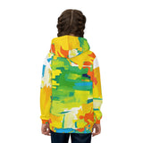 Kids Abstract Paint Splash Hoodie — Bright Colorful All-Over Print