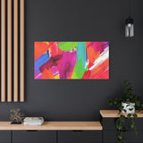 Abstract Rainbow Brushstrokes Matte Canvas Wall Art — Vibrant Stretched 1.25"