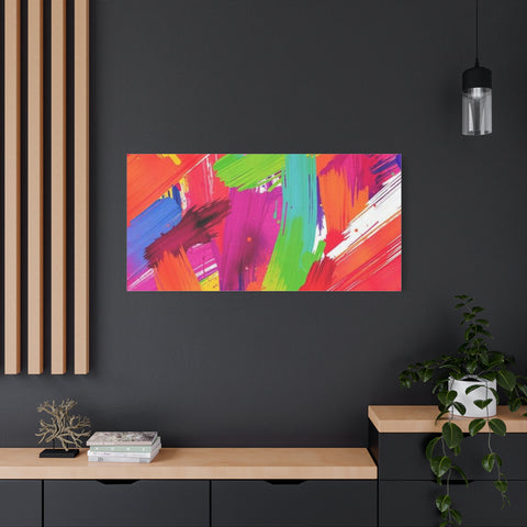 Abstract Rainbow Brushstrokes Matte Canvas Wall Art — Vibrant Stretched 1.25"