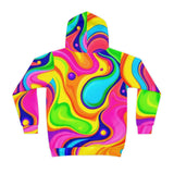 Kids' Psychedelic Rainbow Hoodie — Vibrant Swirl All-Over Print