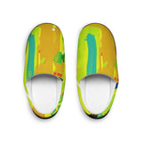 Colorful Abstract Men’s Indoor Slippers — Bright Yellow Artistic House Shoes