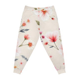 Floral Blush Athletic Joggers — Pink Watercolor Blossom All-Over Print