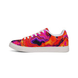 Psychedelic Swirl Leather Sneakers — Men's Low-Top Colorful Graphic Trainers