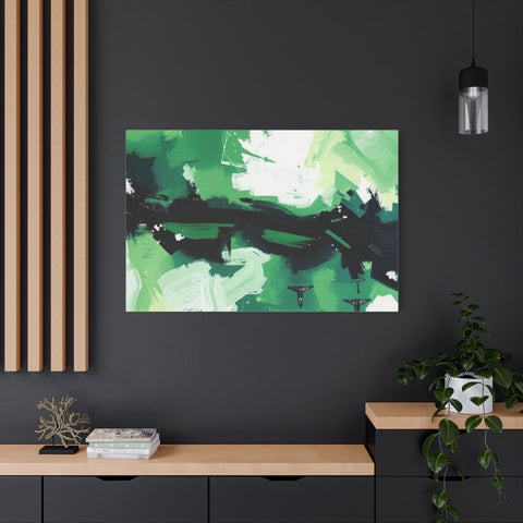 Abstract Green Brushstroke Canvas Print