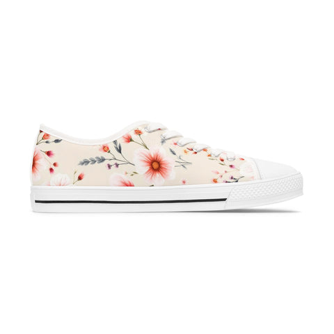 Floral Canvas Sneakers — Pink Daisy Women's Low Top Shoes