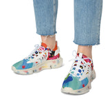 Colorful Abstract Mesh Sneakers — Women's Lightweight Breathable Athletic Shoes