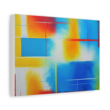 Abstract Color Field Matte Canvas Print — Vibrant Blue, Yellow & Red Stretched Wall Art