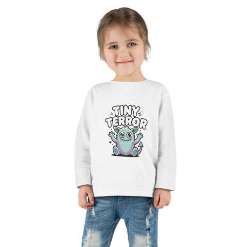 Toddler Tee — "Tiny Terror" Cute Monster Long-Sleeve Shirt