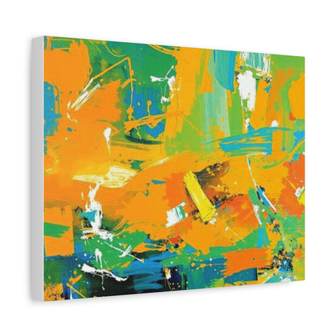 Abstract Orange & Green Canvas Art — Vibrant Modern Wall Decor