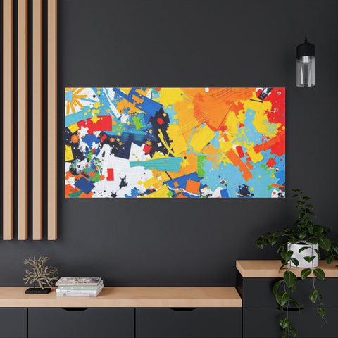 Abstract Splash Colorful Matte Canvas Wall Art – Vibrant Modern Stretched Print