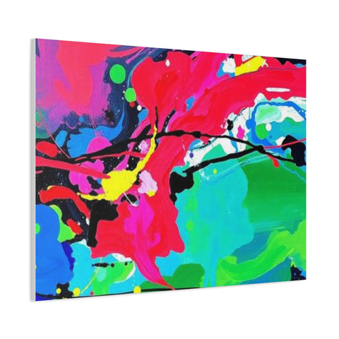 Abstract Neon Splash Matte Canvas Print — Vibrant Colorful Stretched Wall Art