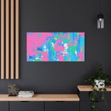 Neon Splash Abstract Canvas Print – Bright Pink & Aqua Modern Wall Art