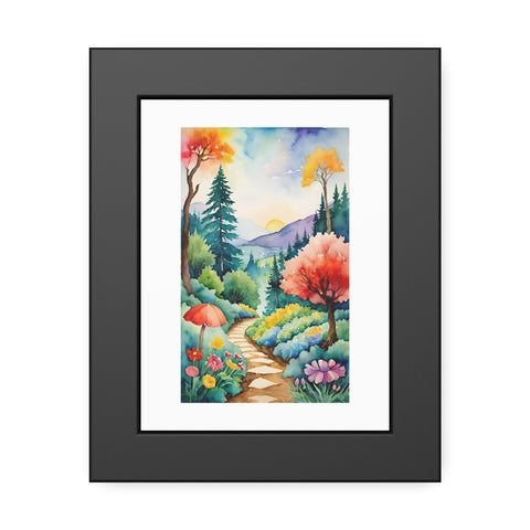 Watercolor Fantasy Landscape Framed Print — Colorful Pathway Wall Art