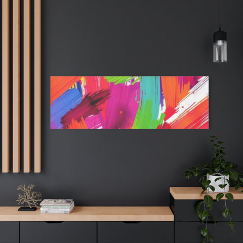Abstract Rainbow Brushstrokes Matte Canvas Wall Art — Vibrant Stretched 1.25"