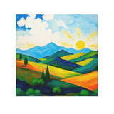Sunrise Landscape Face Towel — Vibrant Mountain Scenic Hand Towel