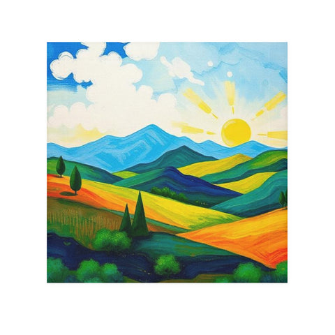 Sunrise Landscape Face Towel — Vibrant Mountain Scenic Hand Towel